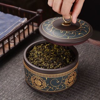 Hộp đựng trà bằng gốm sứ, hũ đựng trà họa tiết cổ điển