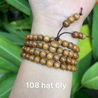 Vòng tay gỗ bách xanh – chuỗi 108 hạt phong thuỷ gỗ quý, tặng mùn gỗ