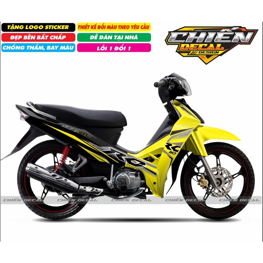 Tem rời xe sirius RC 110cc 50cc mẫu tem RC đen vàng