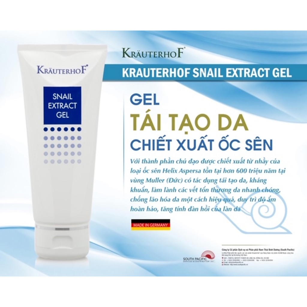 [Date 12 tháng sau khui seal - nội địa Đức] Gel đặc tr! rạn da, mờ sẹo, thâm sần chiết xuất dịch ốc sên KRÄUTERHOF Snail