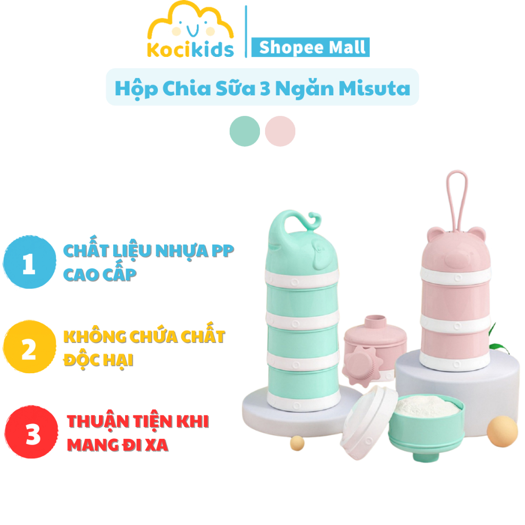 Hộp Chia Sữa 3 Ngăn Misuta Cho Bé, Hộp Chia Thức Ăn, Sữa Mang Du Lịch Cho Bé