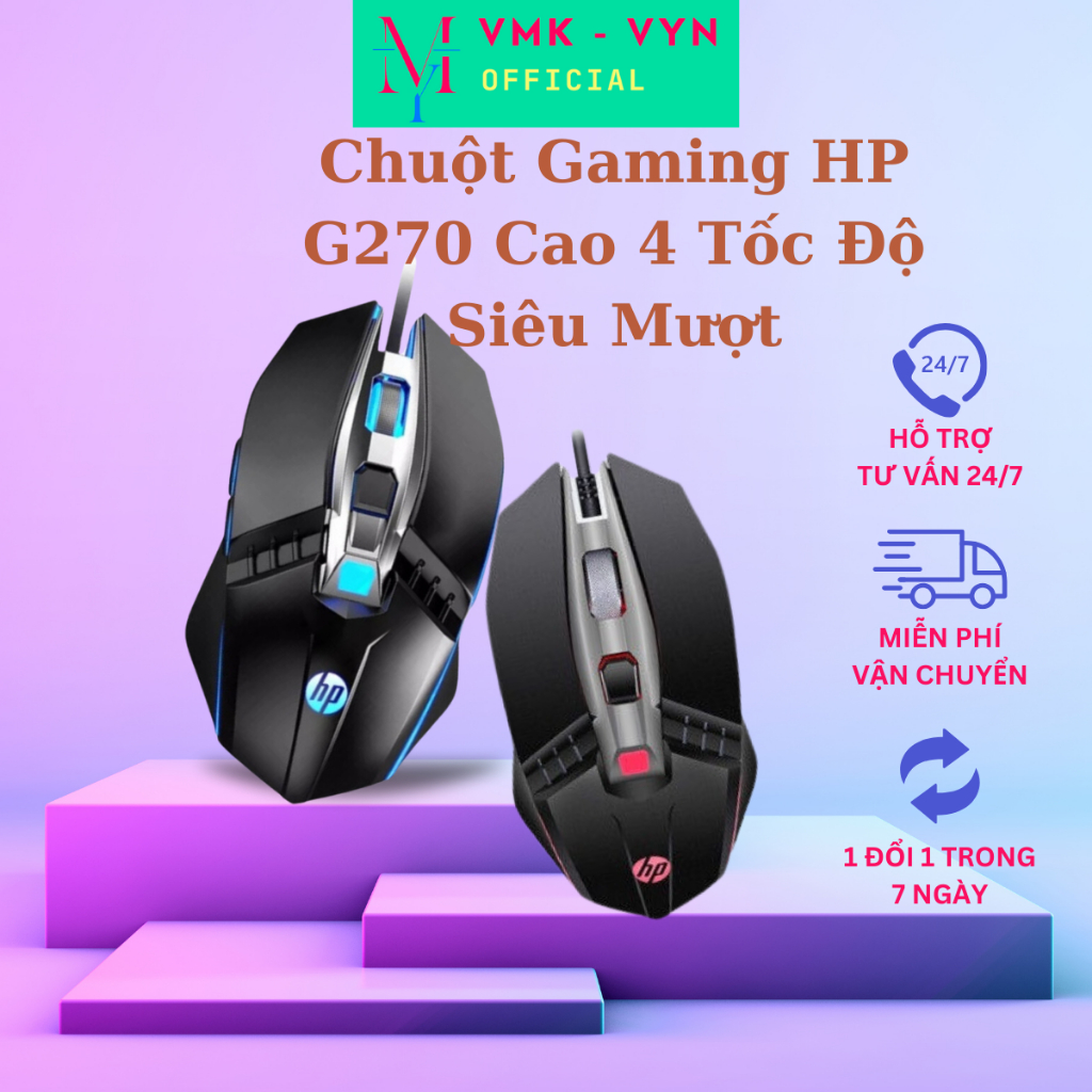 Chuột Gaming HP G270 Led RGB DPI Cao 4 Tốc Độ Siêu Mượt Thiết Kế Hầm Hố Ôm Trọn Tay | BigBuy360 - bigbuy360.vn