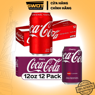 Thùng 12 lon Nước ngọt Coca Cola Mỹ 355ml nhiều vị, Nước giải khát có gas CocaCola Mỹ thơm ngon