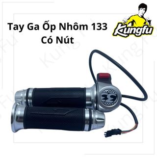 Tay ga ốp nhôm 133 có nút xe đạp điện - xe máy điện kung fu loại tốt-hàng chính hãng
