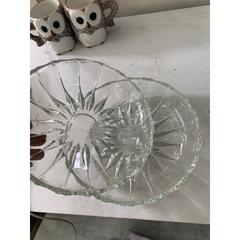 Combo 2 Đĩa Thuỷ Tinh Trong Suốt Sâu Lòng Dày , Nặng. 18cm