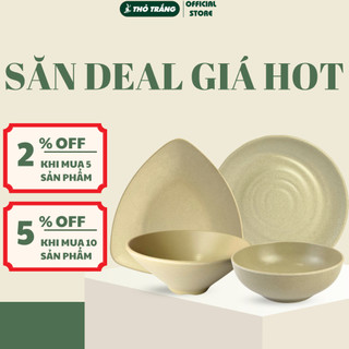 [THANH LÝ] Tô chén dĩa gia đình nhựa Melamine phong cách Á Châu màu nâu nhám