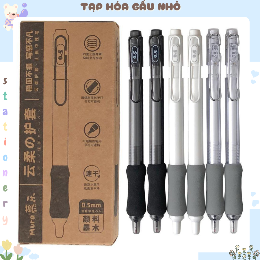 Bút gel Mura-8165 có đệm tay , bút gel mực đen chính hãng ngòi ST  0.5mm [ Taphoagaunho ]