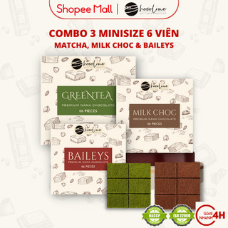 Socola tươi chocoline mini vị matcha trà xanh & vị sữa milk choc & vị kem sữa baileys - combo 3 hộp 6 viên