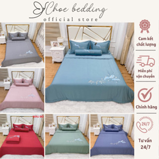    5 Món  Bộ Chăn Ga Gối Phi Lụa Trần Bông 5 Món Đủ Kích Thước Bo Chun Và Phủ 