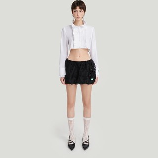 DEAR JOSÉ - Quần váy cạp trễ BLACK BERRY vải organza đen