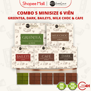 Socola tươi chocoline combo 5 hộp mini vị sữa milk choc, matcha, cà phê, kem sữa baileys, dark - hàng chính hãng