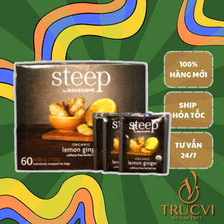 Set 5 gói Trà Chanh Gừng túi lọc organic không đường Steep ( eat clean, diet, keto, tiểu đường)