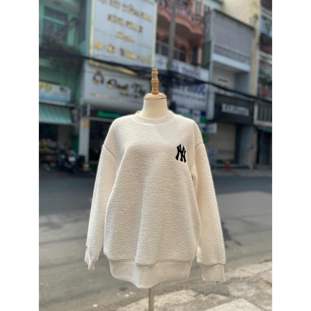 Áo Sweater Mlb Lông Logo Ny - White - Code: 3AMTEC616
