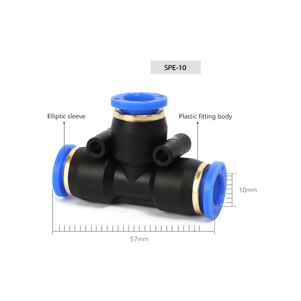 Combo 10 cái Cút nối nhanh khí nén SNS PE - Đầu nối SPE - Cút nối chữ T PE4/ PE6/ PE8/ PE10/ PE12 ( 