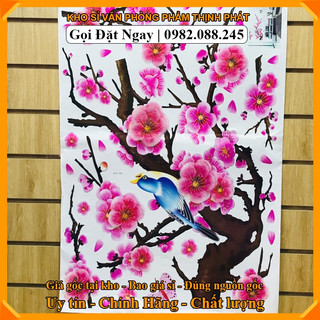 Decal trang trí tết cao cấp hoa mai dán cửa kính có keo sẵn trang trí văn phòng cửa hàng có keo sẵn dễ tháo dán.