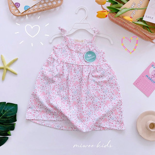 Váy 2 dây thắt nơ bé gái Miwoo xuất Nhật