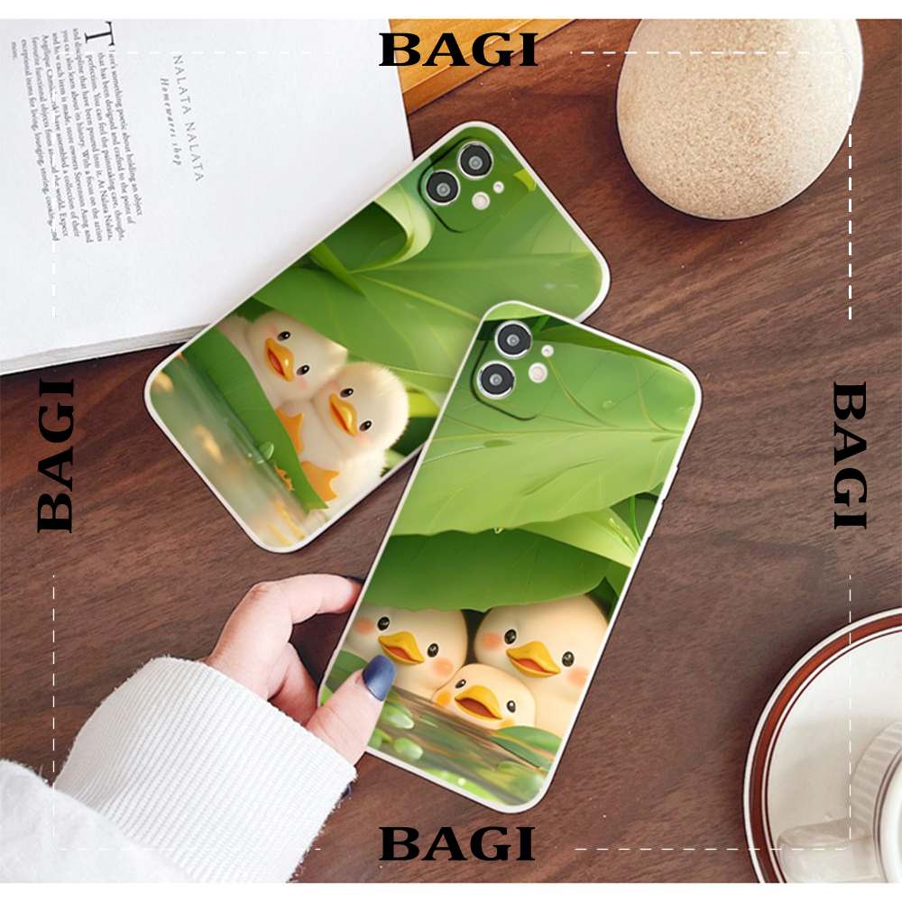 Ốp Điện Thoại iphone hình Vịt vàng trú mưa dưới tán lá xanh cực chill 14 pro 14 promax 11 12 13/6/7/8plus/X eh6025