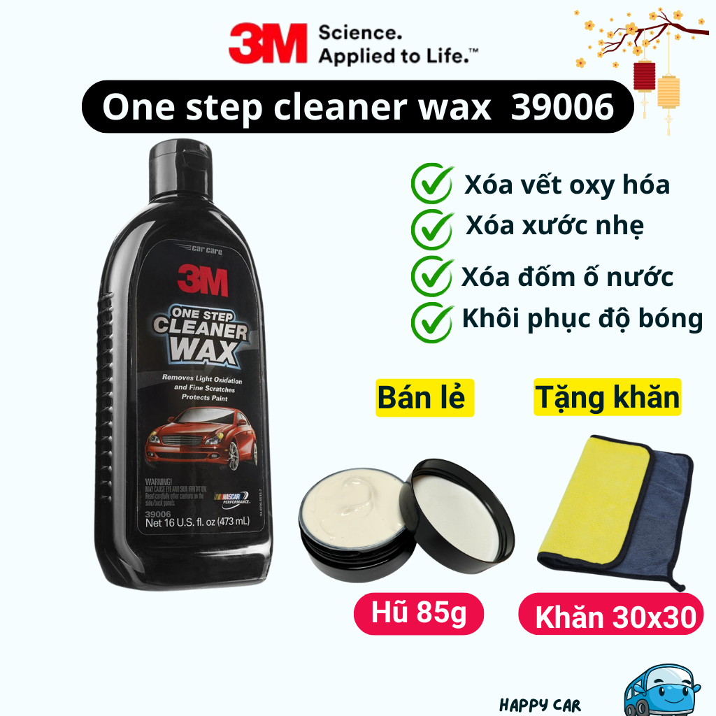 Kem đánh bóng xóa xước tẩy ố nước 3M™ 39006 One Step Cleaner Wax