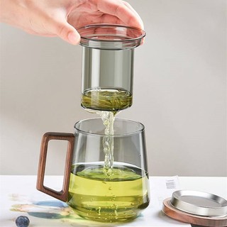 Cốc lọc trà, ly pha trà có lõi lọc thủy tinh cao cấp có nắp đậy - Hàng xuất Âu