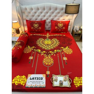 Mẫu Cưới. Bộ ga giường thun Latico siêu lạnh Lụa (áo gối ôm khoá kéo)