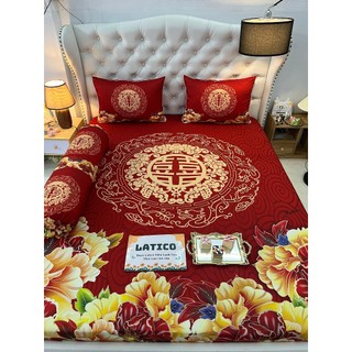 Mẫu Cưới. Bộ ga giường thun Latico siêu lạnh Lụa (áo gối ôm khoá kéo)