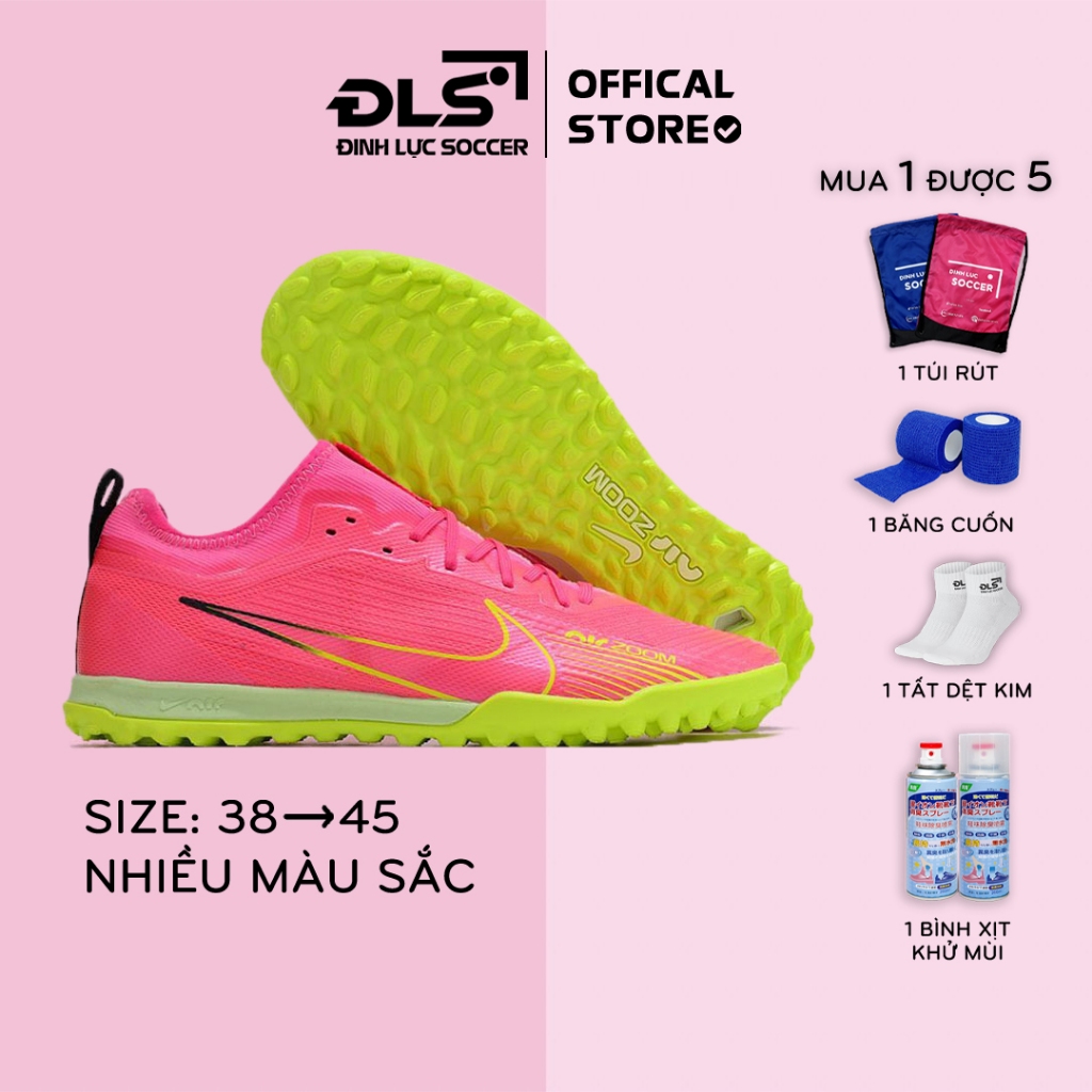 Giày Bóng Đá Vapor 15 Pro ĐINH LỰC SOCCER Loại Đẹp TF Mẫu Mới, Đế Đệm ZOOM, Vân Nổi, Cổ Chun Ôm Chân