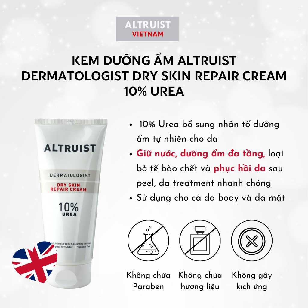 Kem dưỡng cấp ẩm phục hồi da khô Altruist Dermatologist Dry Skin Repair Cream 10% Urea 200 ml