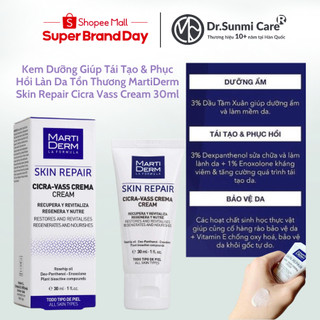 Kem Dưỡng Giúp Tái Tạo & Phục Hồi Làn Da Tổn Thương MartiDerm Skin Repair Cicra Vass Cream 30ml