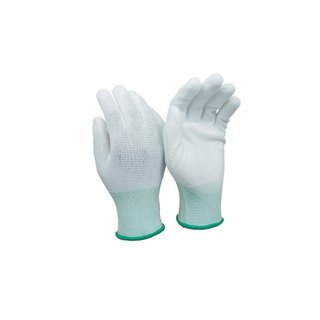 Găng tay lao động, găng tay bảo hộ trắng phủ PU lòng bàn cao cấp cho lao động, xây dựng, gara, cơ khí. (combo 10 đôi)