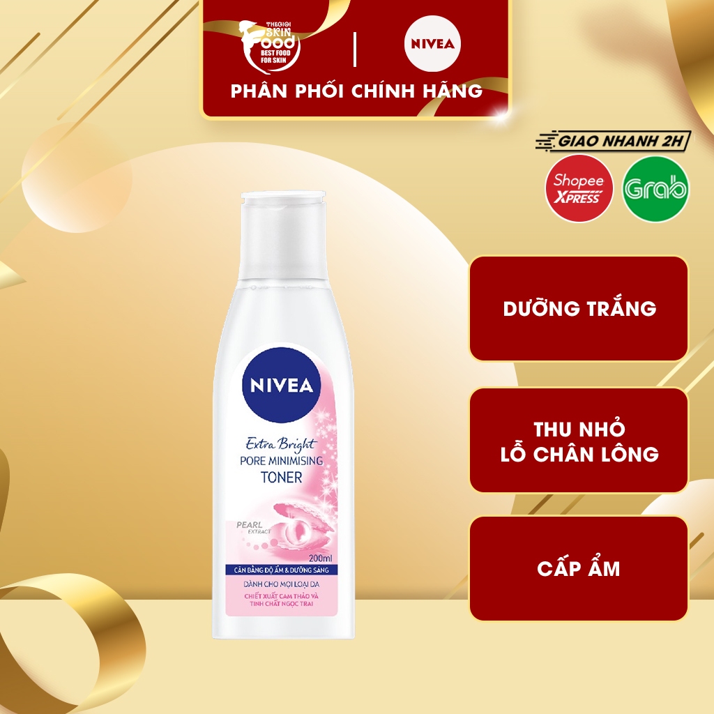 Nước Hoa Hồng Dưỡng Trắng Da & Thu Nhỏ Lỗ Chân Lông Nivea Extra White Pore Minimiser Toner 200ml