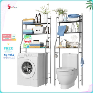 Kệ bồn cầu 3 tầng inox, kệ máy giặt giúp để đồ nhà tắm, nhà vệ sinh ngăn nắp