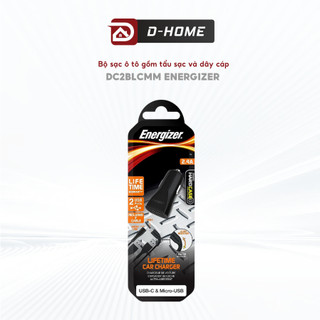Sạc ô tô energizer dc2blcmm 2.4a + cáp usb-c, micro usb chính hãng