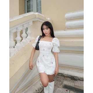 ÂME.STUDIO | Đầm tay phồng thêu hoa nhí - Lily Dress