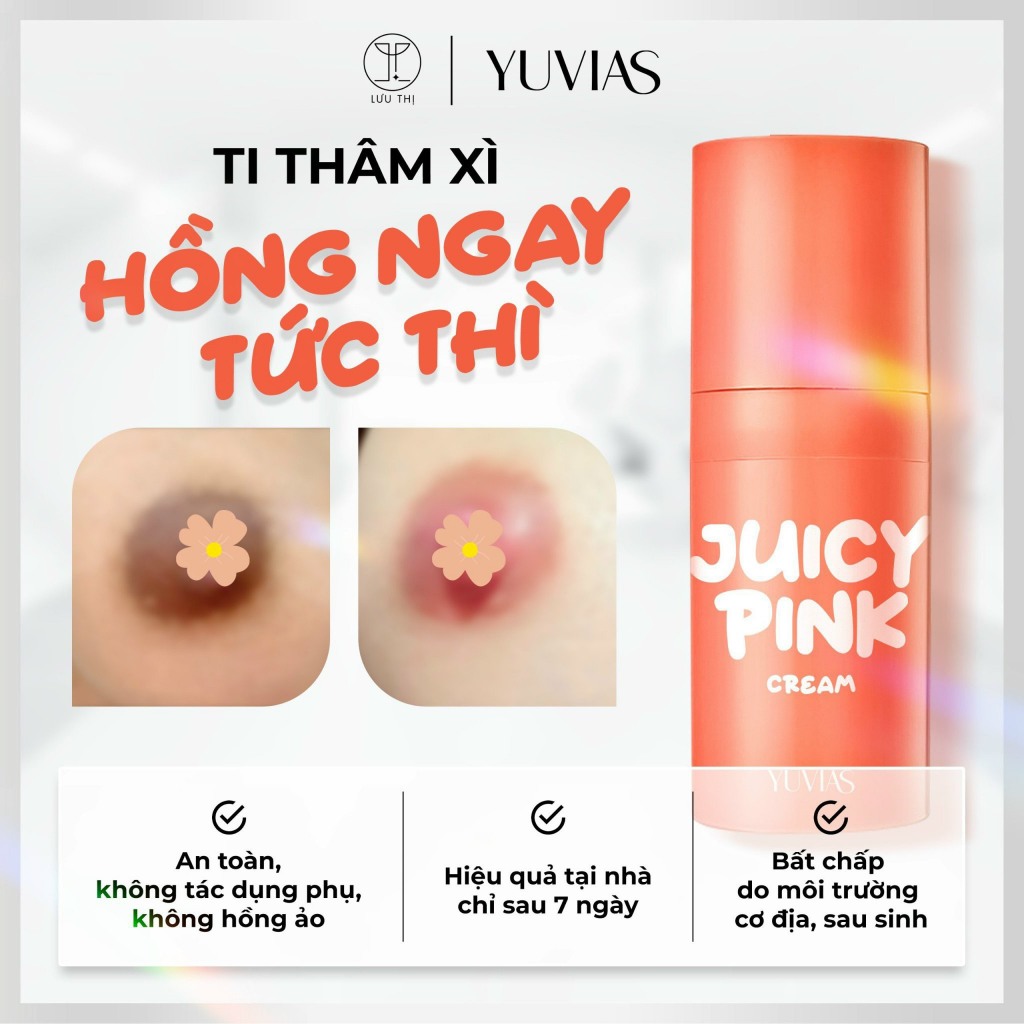 Kem làm hồng nhũ hoa JUICY PINK CREAM - kem khử thâm, dưỡng mềm ti, bikini - hiệu quả sau 7 ngày (YUVIAS)