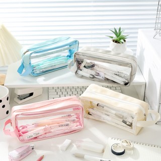 Túi Đựng Bút Trong Suốt Cỡ Lớn Chấm Thấm Nước, Hộp Bút Phong Cách Nhật Bản TUI399 TUI199