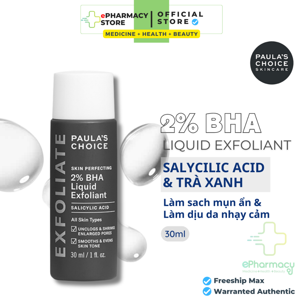 Dung Dịch Tẩy Da Chết Paula’s Choice 2% BHA 30ml Sản Phẩm Chính Hãng (cosmetic)