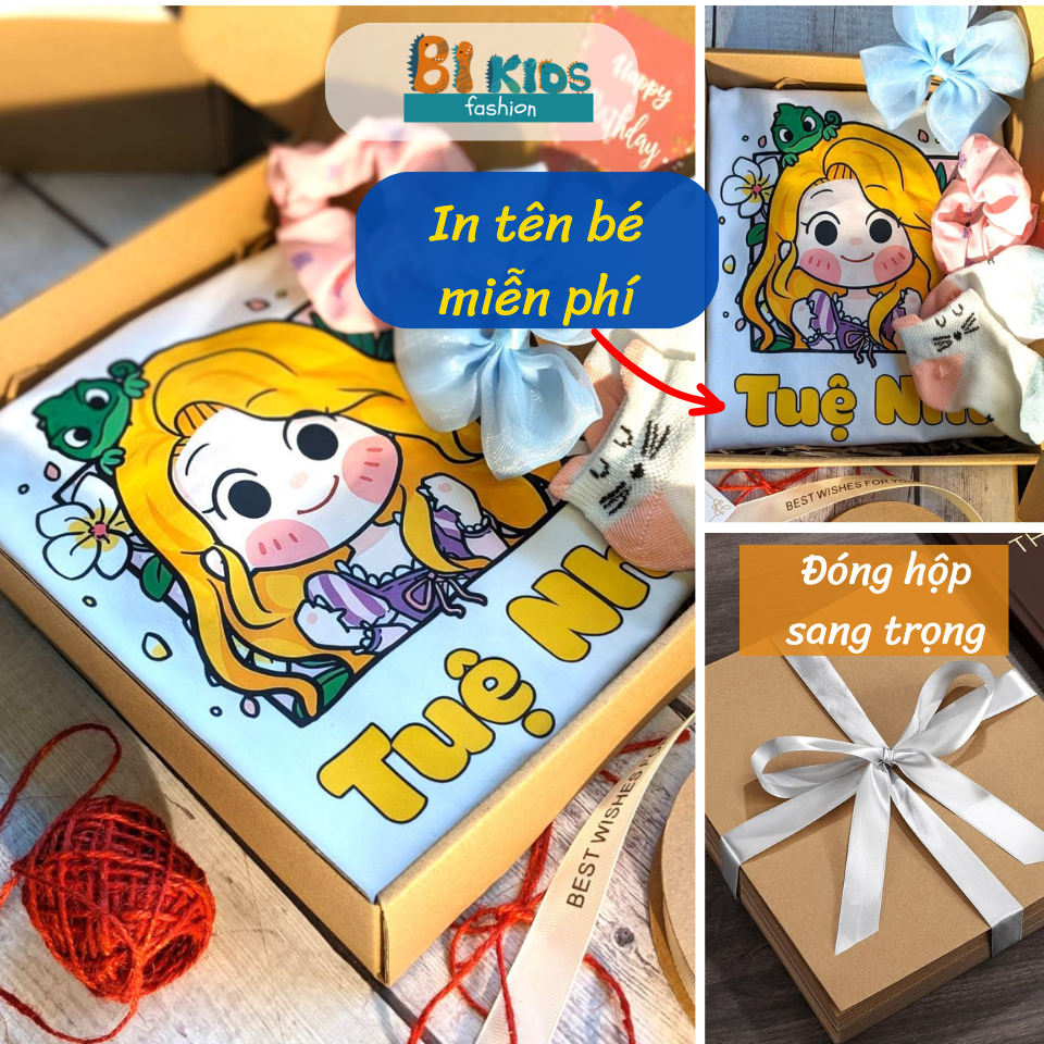 Quà cho bé gái 1-12 tuổi, Quà sinh nhật cho bé gái hình công chúa IN TÊN THEO YÊU CẦU MIỄN PHÍ  Bi K