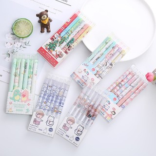 Set 6 Bút Gel -MiiHome - Bút Hoạt Hình Ngòi 0,5mm Mực Đen Dễ Thương Bút Bi Bấm Văn Phòng Họa Tiết Cute BUT-210
