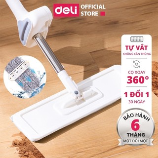 Cây Lau Nhà Tự Vắt Thông Minh DELI Xoay 360 Độ Không Cần Thùng Chổi Lau Nhà Tốt, Nhanh Khô Siêu Sạch