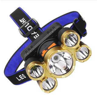 Đèn Pin Đội Đầu Đeo Trán Siêu Sáng 5 Bóng Led  Chống Nước Dùng Pin Sạc Zoom