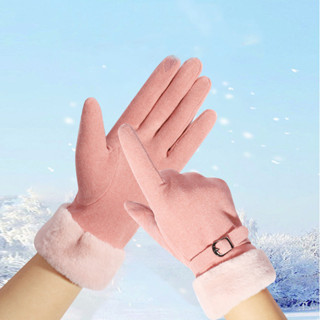  Găng tay lót Lông mùa đông nhiều Màn hình cảm ứng cưỡi ngựa ngoài trời mùa thu bằng da lộn cộng với nhung dành cho nữ 