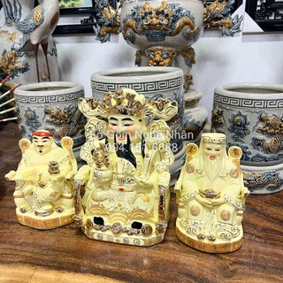 Tượng thần tài thổ địa vẽ gấm vàng thần tiền ông phát gốm sứ cao cấp - đồ thờ cúng thần tài