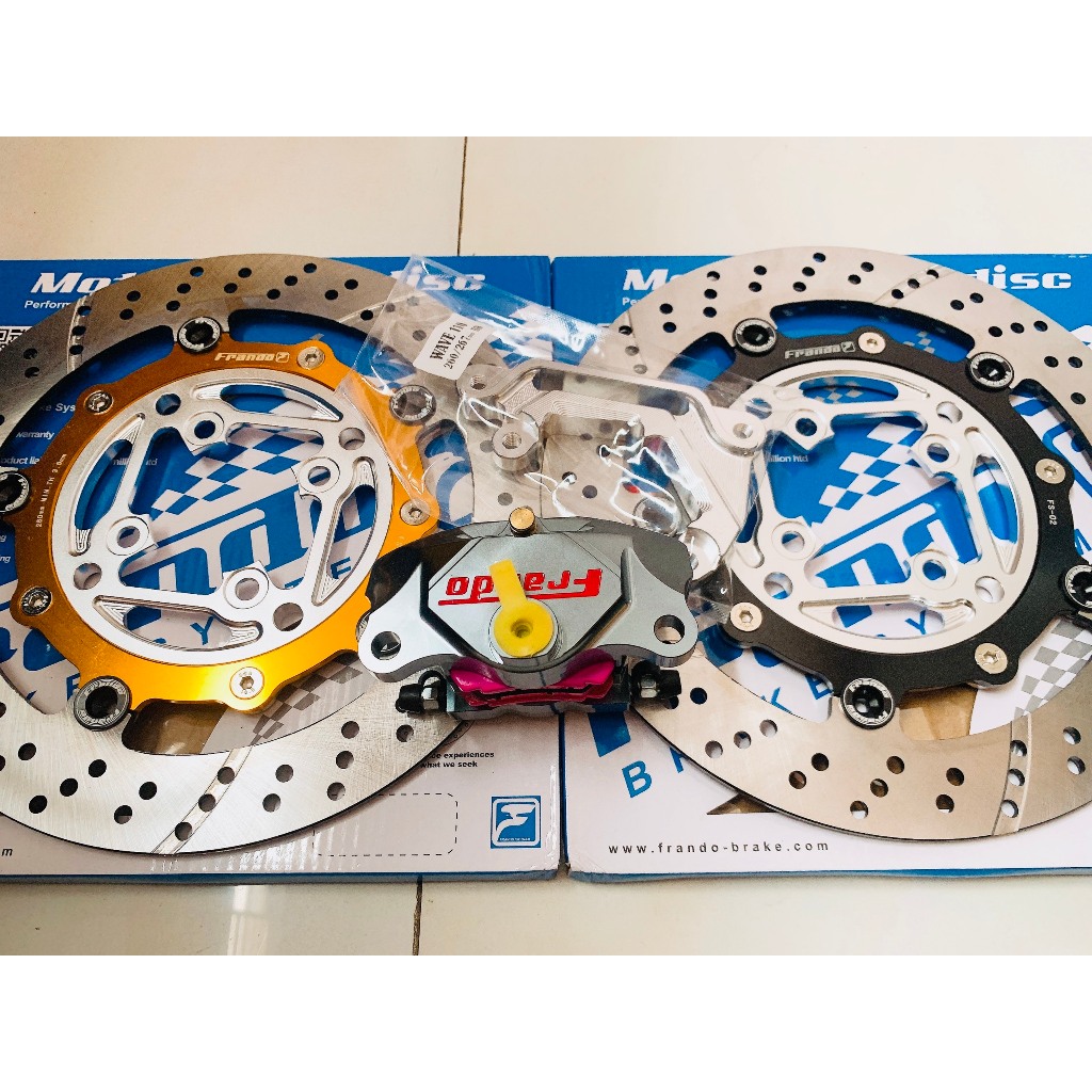 ⭐ Full Combo thắng trước xe WAVE110 RSX FUTURE LED ⭐ (Heo Fando 2pis + Đĩa Fando 4 lỗ + Pad nhôm cnc