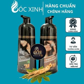 Combo 2 chai dầu gội phủ bạc sin hair đen+nâu 500ml - loại mới