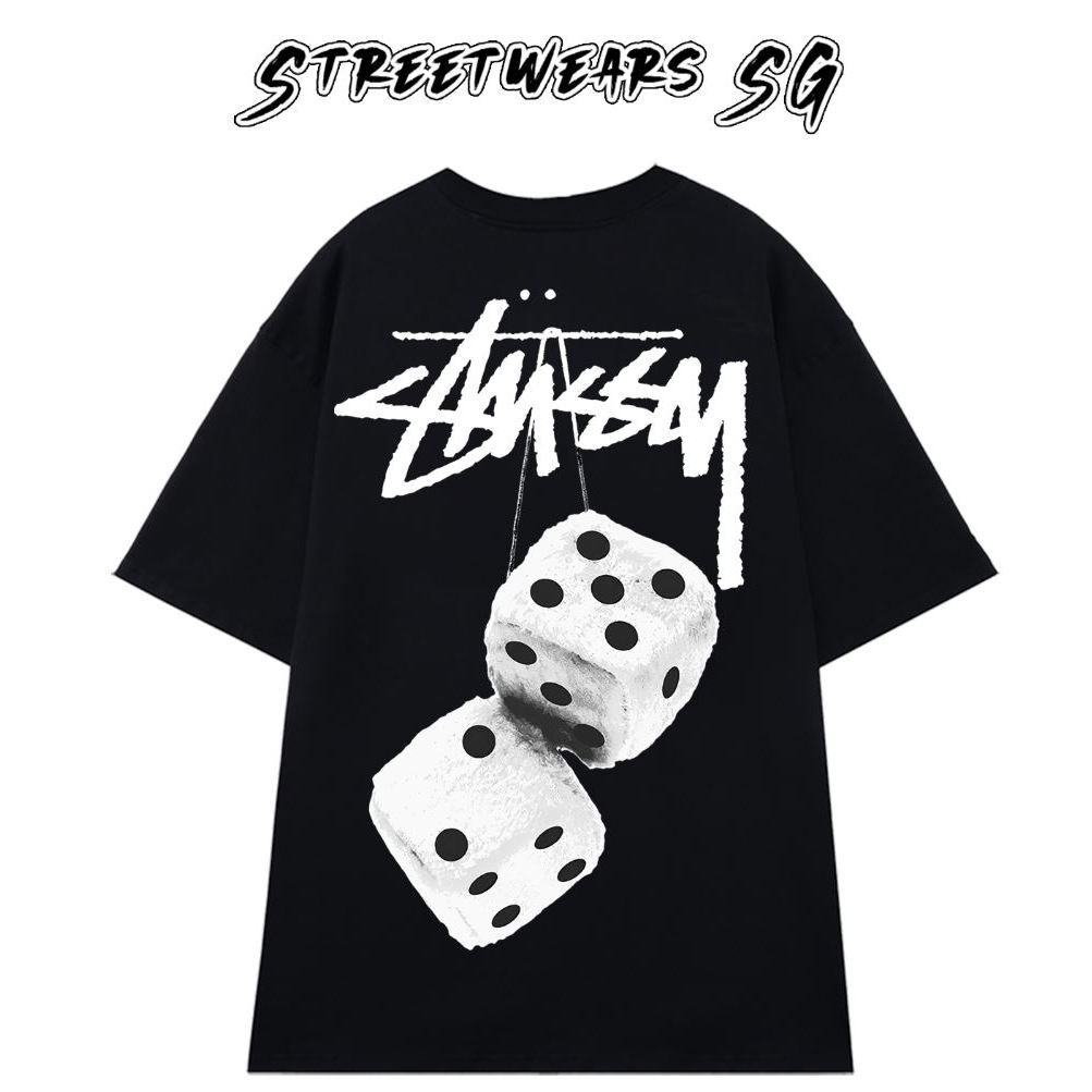 Áo thun Unisex Stüssy Xúc Xắc Màu Sắc Trắng