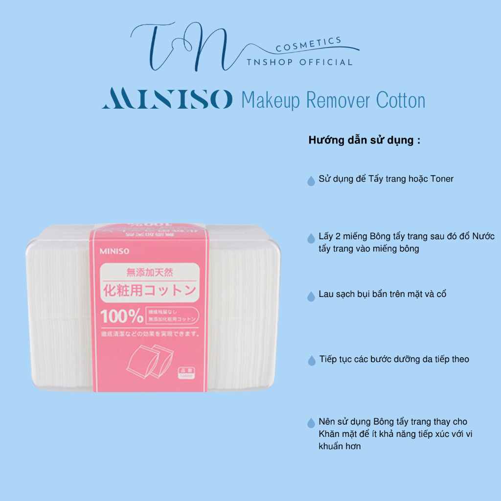 Bông Tẩy Trang Miniso 1000 Miếng, Bông Đắp Toner Miniso
