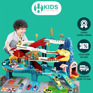 Đồ chơi đường hầm khủng long lắp ráp X KDS kèm đường đua sáng tạo có nhiều ô tô chạy tự động nhạc đèn vui nhộn trẻ em