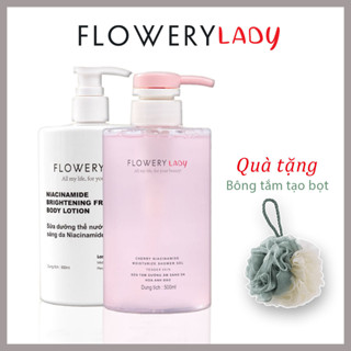 Sữa tắm, sữa dưỡng thể trắng sáng da niaciamide hương hoa anh đào Flowery Lady 500ml