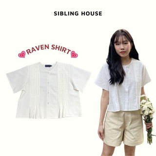 Áo sơmi tay ngắn cổ tròn có xếp li dọc vải linen RAVEN TOP - Sibling House