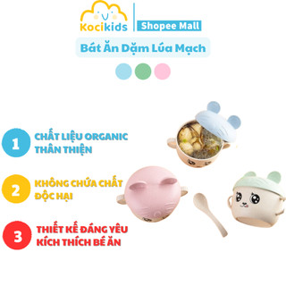 Bát ăn dặm lúa mạch cho bé có nắp đậy kèm thìa tiệt trùng ở nhiệt độ cao